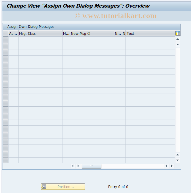 SAP TCode OVELO7 - Assign Own Dialog Messages