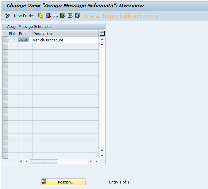SAP TCode OVELOM41 - Assign Msge Determ. Schema to Plant