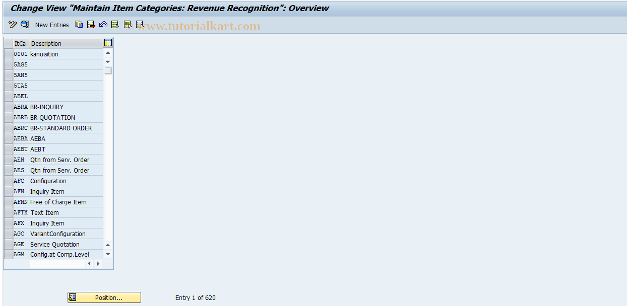 SAP TCode OVEP - Rev. recognition: Ind. Item Categ.