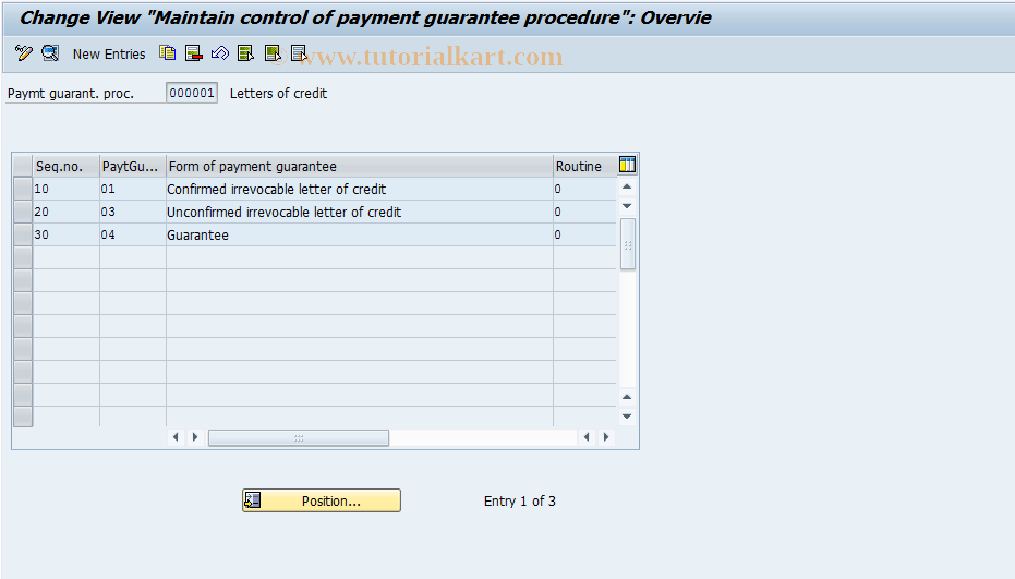 SAP TCode OVFF - Control for payment guarantee proced