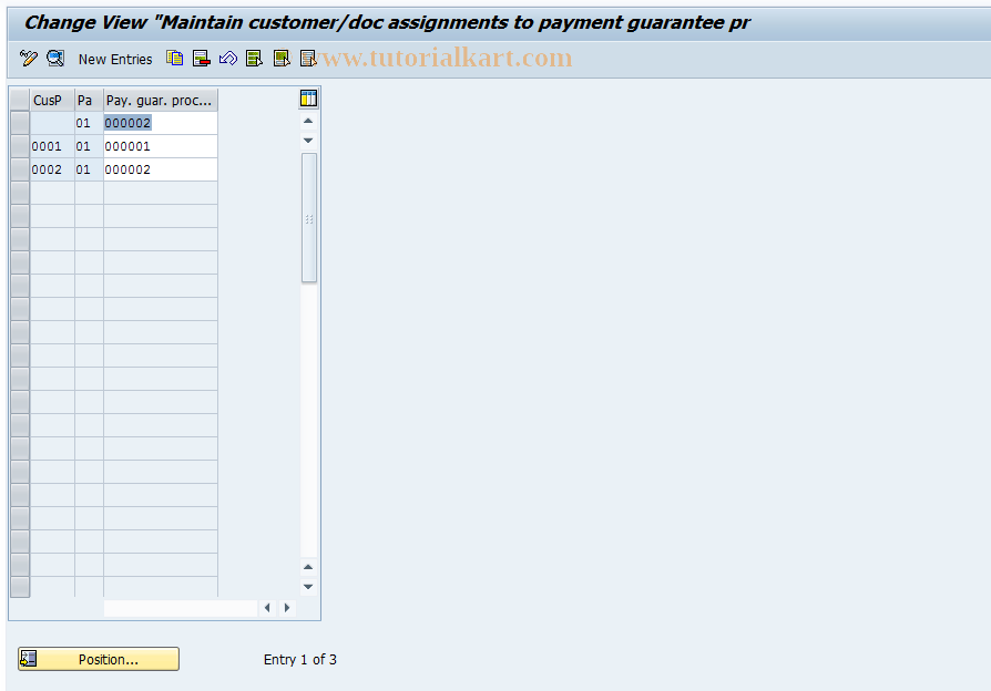 SAP TCode OVFJ - Determine payment guarantee proced.