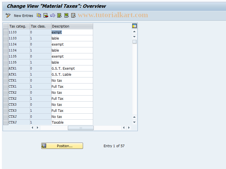 SAP TCode OVK4 - C SD Table TSKM  Mat.Tax Indicator