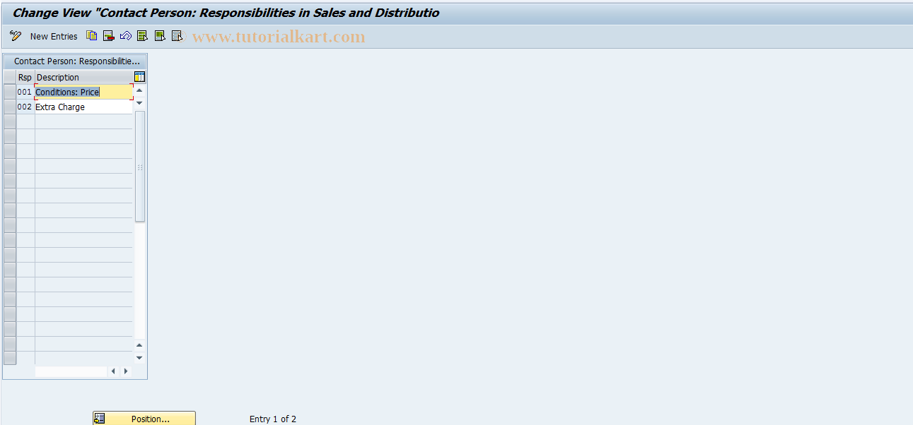 SAP TCode OVKA - SD Tab. T686C Responsibility