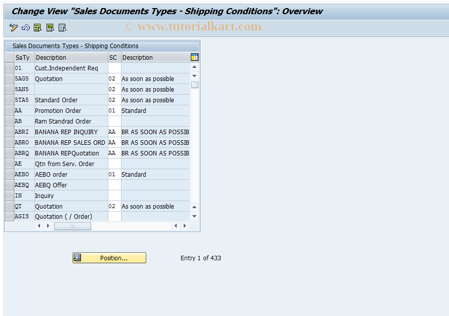 SAP TCode OVKH - C SD Table TVAK Sales Document Types