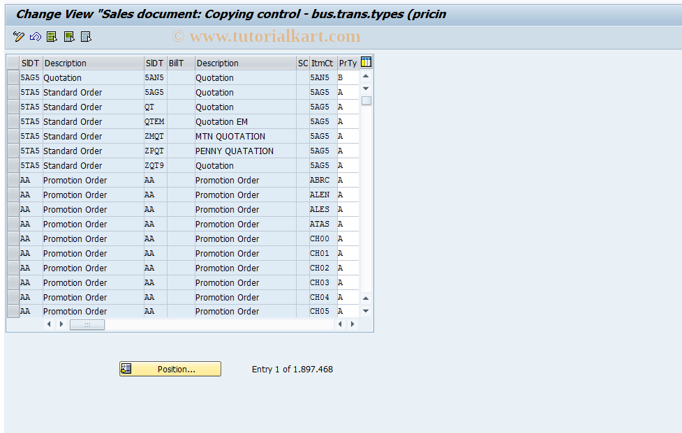 SAP TCode OVKM - C RV Table TVCPA  'Flow Order'