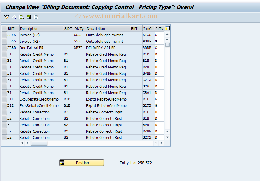 SAP TCode OVKN - C RV Table V_TVCPF  Flow Bill Doc