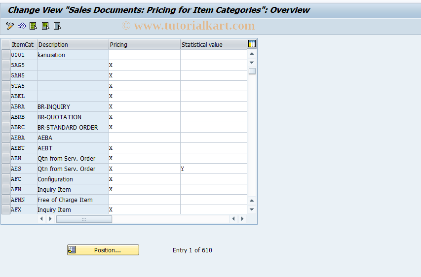 SAP TCode OVKO - C RV Table TVAP_PR Item Pricing