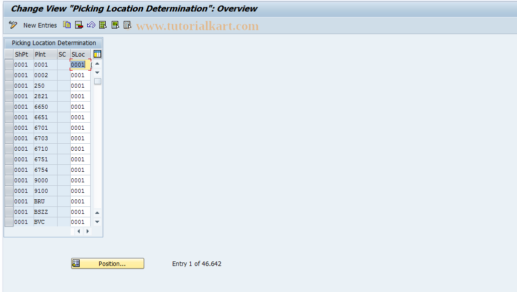 SAP TCode OVL3 - Picking Location Determination