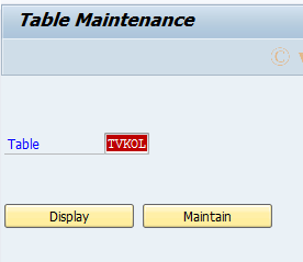 SAP TCode OVLB - C SD Tab TVKOL