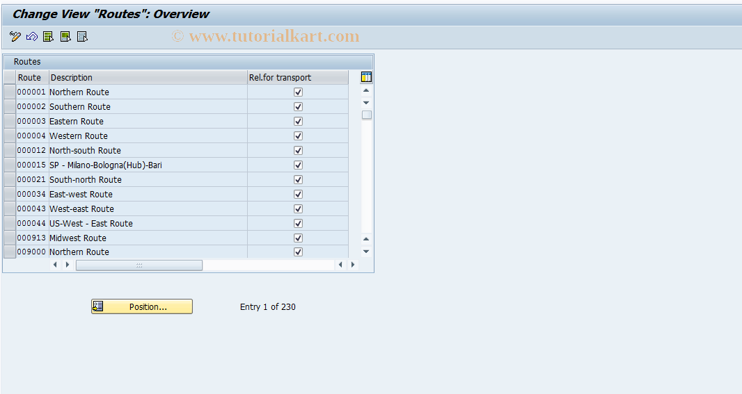 SAP TCode OVLH - SD Table VRO Routes