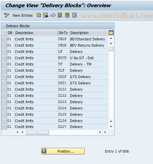 SAP TCode OVLX - C SD Tab TVLSP Delivery Blocks