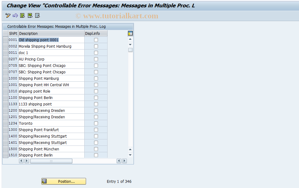 SAP TCode OVM2 - I Messages in Mult. Processing Log