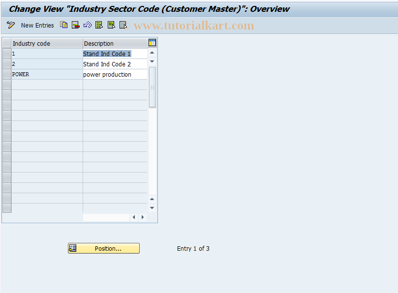 SAP TCode OVR5 - C SD Tab. TBRC Industry Code (Customer )