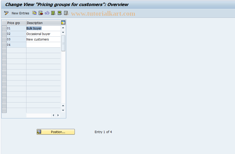 SAP TCode OVSL - Pricing groups for customers