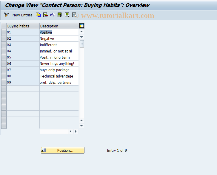 SAP TCode OVSM - C SD Table TVAV   Buying Habits