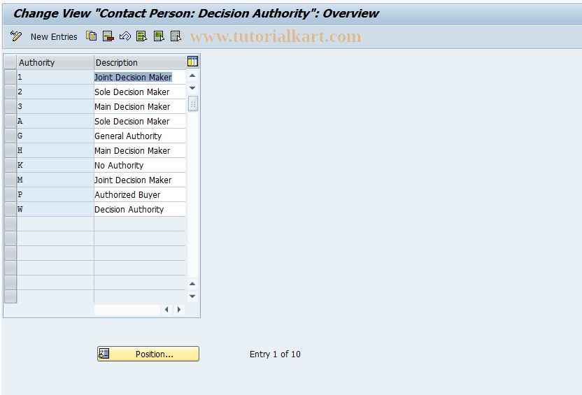 SAP TCode OVSR - C SD Table TVPV   Decision Authority