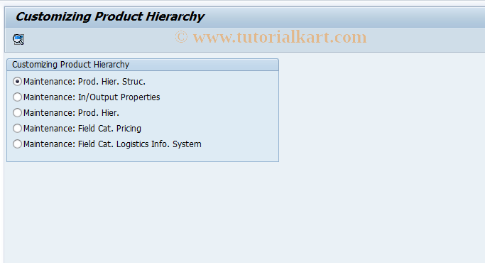 SAP TCode OVSV - C RV Customizing Product Hierarchy