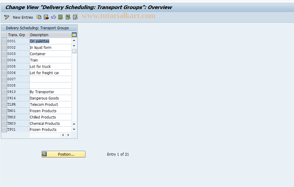 SAP TCode OVSY - C SD Table TGR