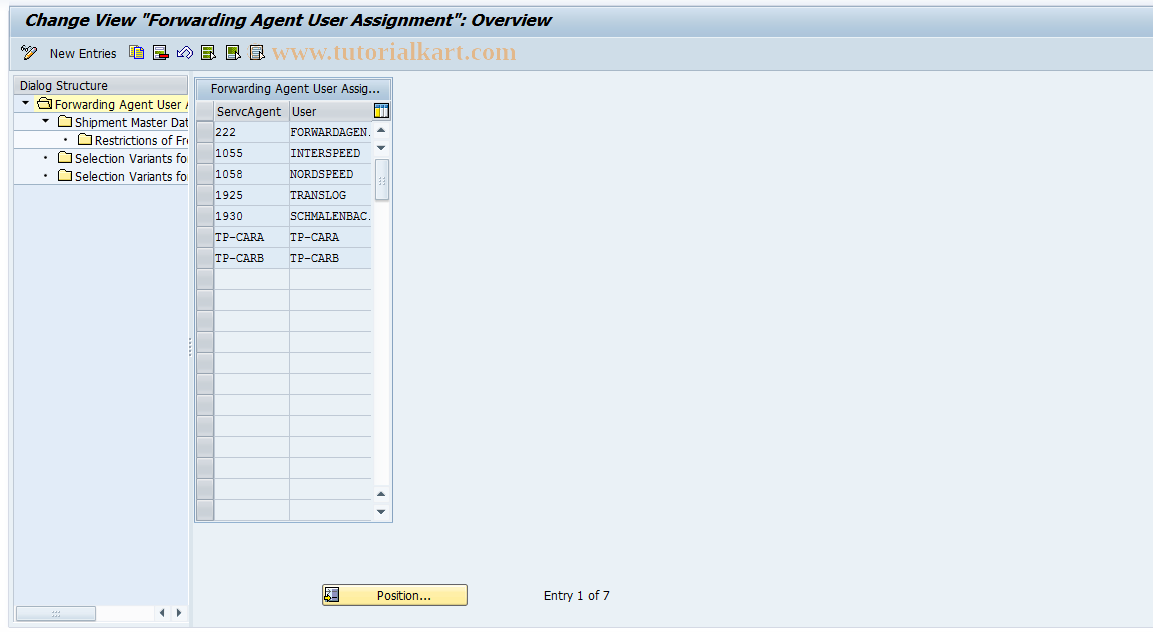 SAP TCode OVTVT_CA - Maintain Planning for Fwdg Agents