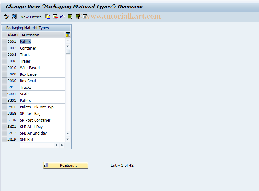 SAP TCode OVTY - Transport Categories