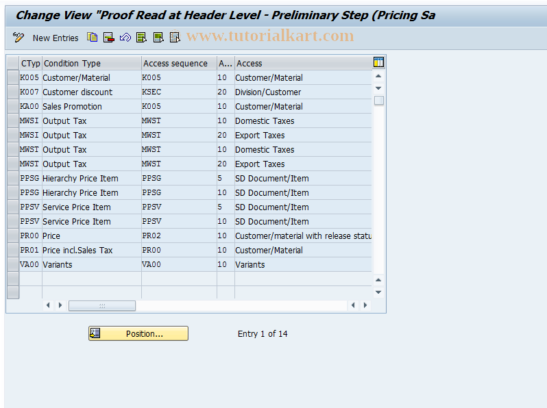 SAP TCode OVU0 - Condition Type: Optimize Access