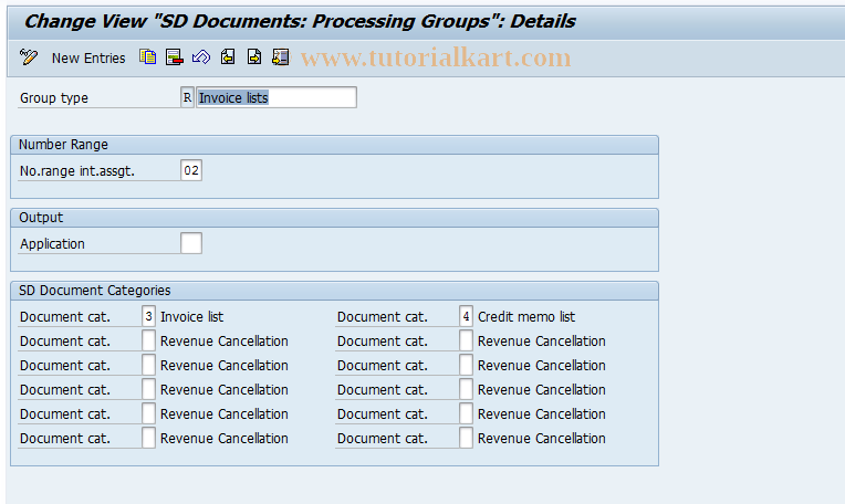 SAP TCode OVVR - Group for Invoice Lists