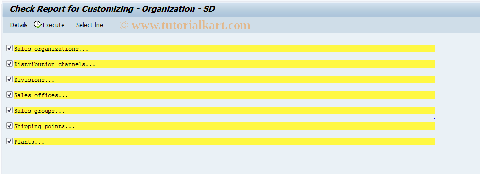 SAP TCode OVX8 - Check Report Organization Sales