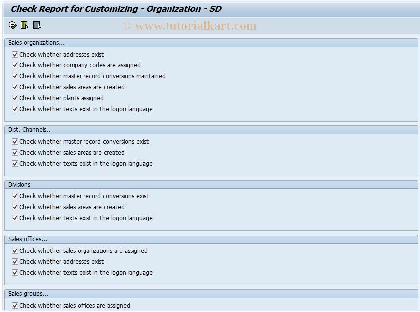 SAP TCode OVX8N - Check Report Organization Sales