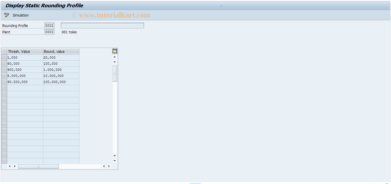 SAP TCode OWD1 - Maintain rounding profiles