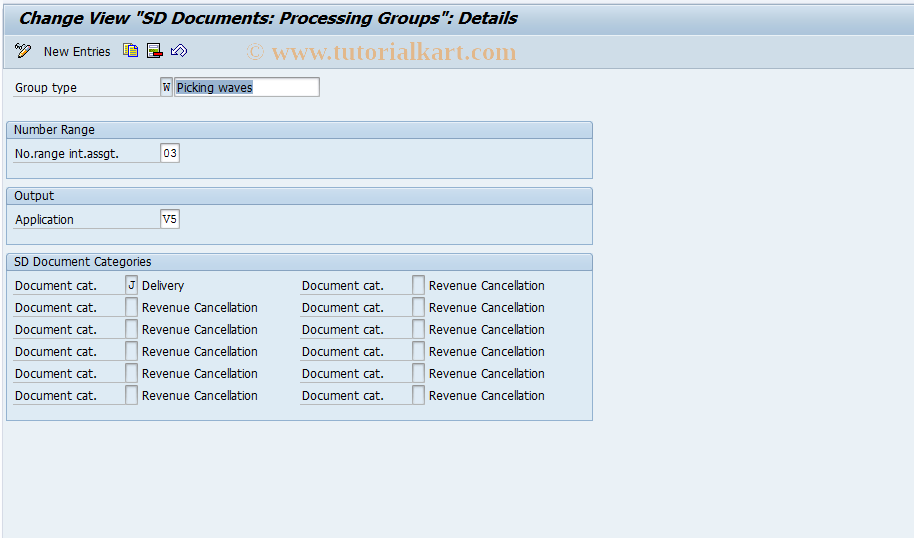 SAP TCode OWKW - Group for Picking Wave