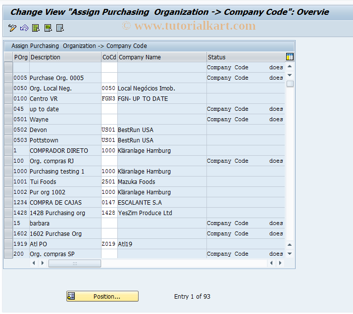 SAP TCode OX01 - Company Code -> Purchasing Organizational 