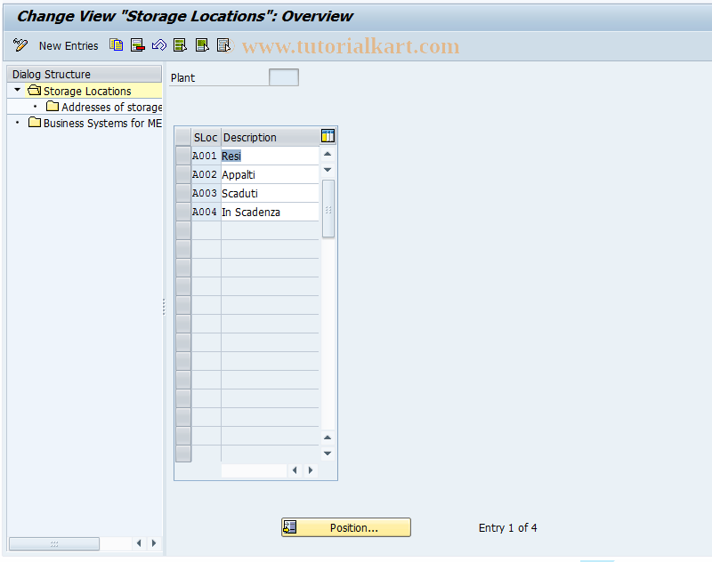 SAP TCode OX09 - Customize storage locations