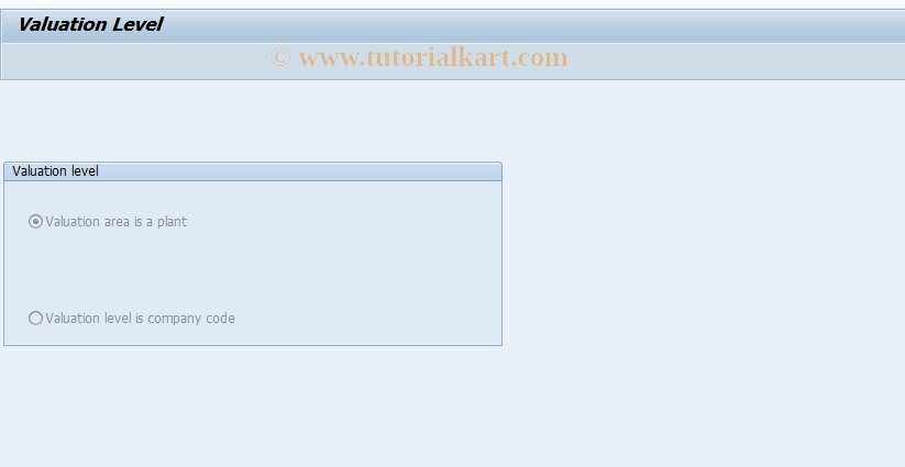 SAP TCode OX14 - C MM-IV Valuation area - val. level