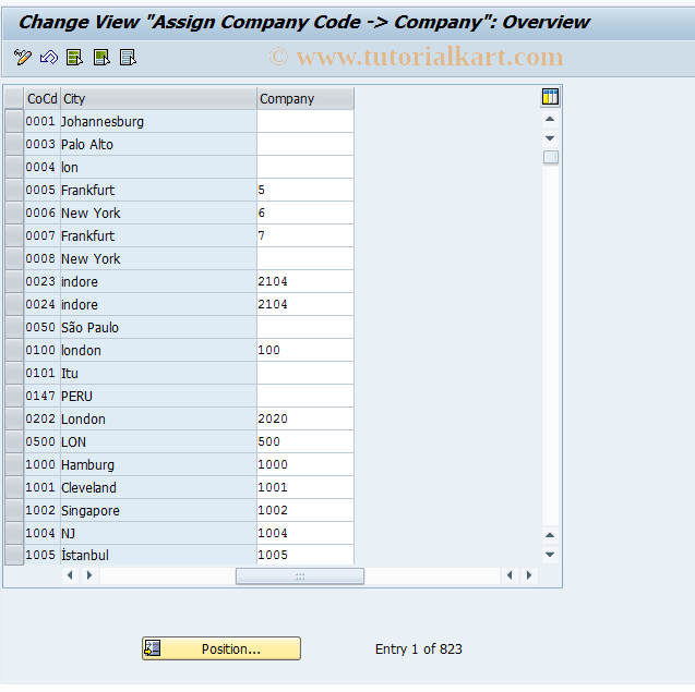 SAP TCode OX16 - Assignment co.code->Internl.trad.ptr