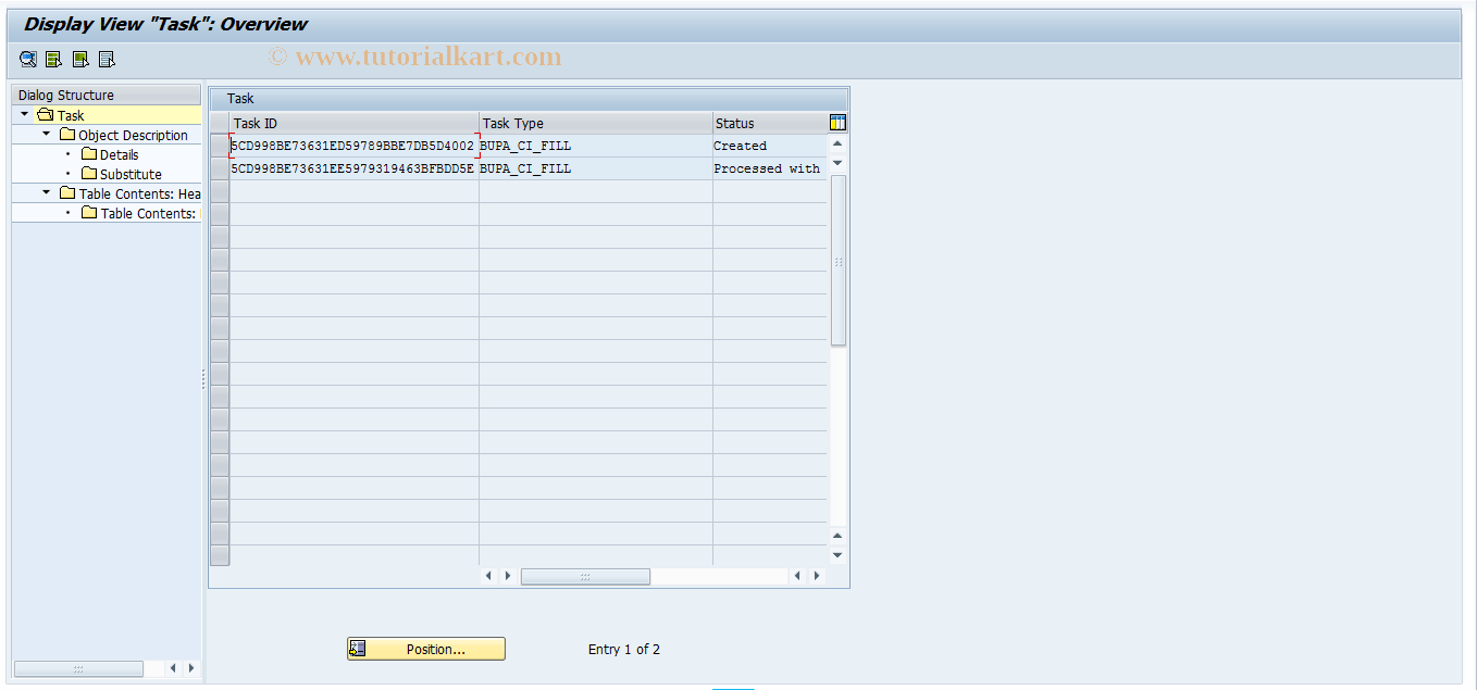 SAP TCode OXTTASK - Task Type Maintenance