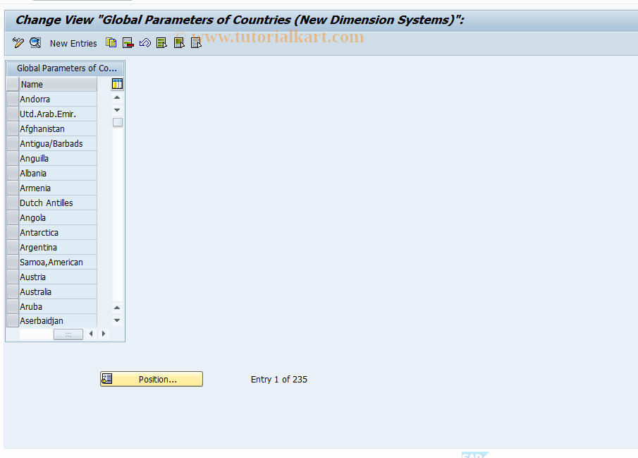 SAP TCode OY07 - C Configure Countries (T005 - Basis)