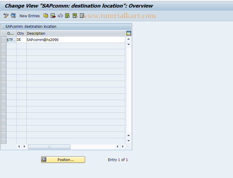 SAP TCode OYC1 - C SAPcomm: Server location T164O
