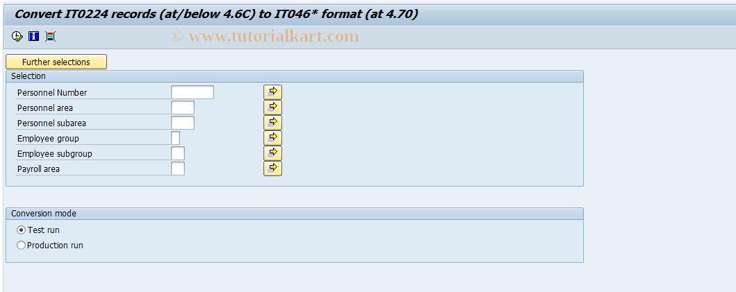 SAP TCode P000_M07_C224_CONV - Infotype 0224 Conversion