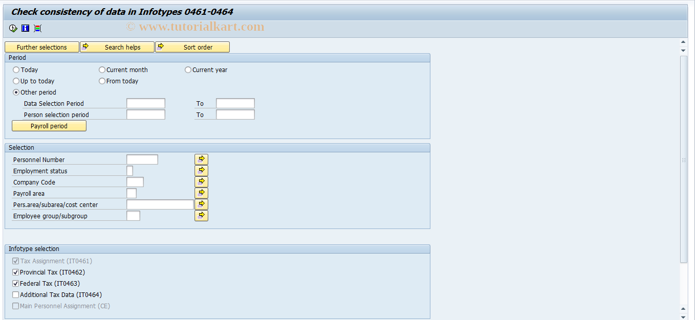 SAP TCode P000_M07_C224_ITCK - Tax Framework Consistency Check