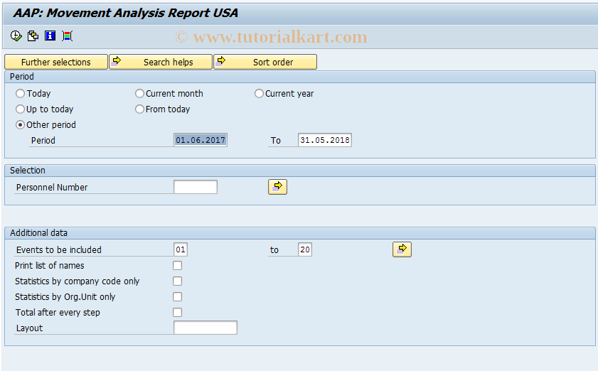 SAP TCode P000_M10_AAPM - AAP: Movement analysis report