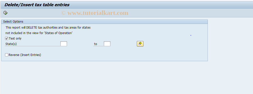 SAP TCode P000_M10_DTTE - Delete/insert tax table entries