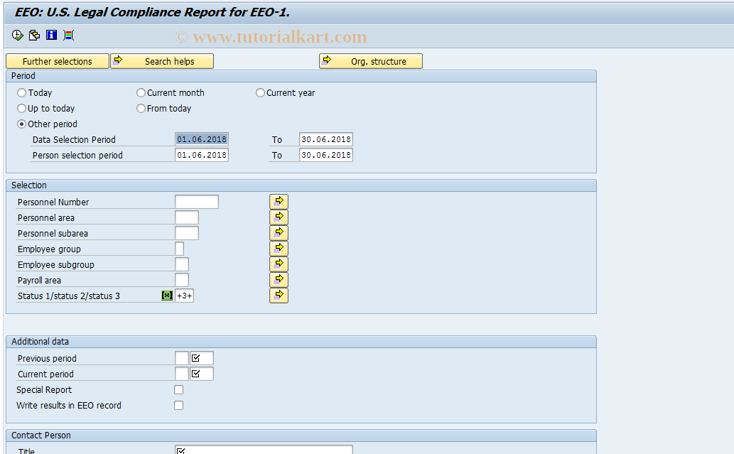 SAP TCode P000_M10_EEO - EEO-1 report