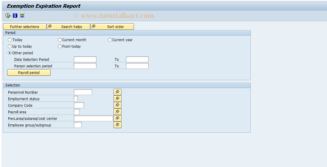 SAP TCode P000_M10_EER - Exemption expiration report