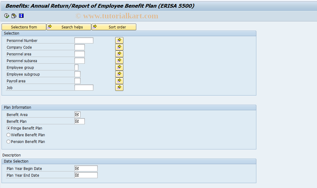 SAP TCode P000_M10_ERISA - ERISA 5500