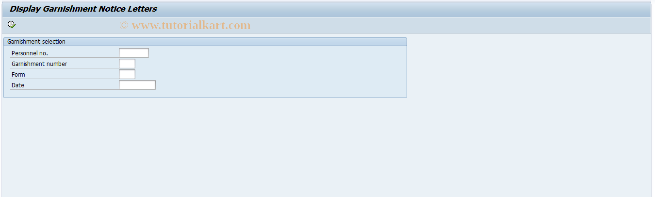 SAP TCode P000_M10_GNOT - Garnishment: Display notice letters