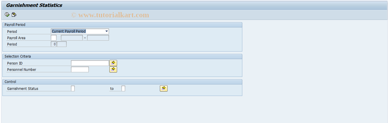 SAP TCode P000_M10_GSTA - Garnishment statistics