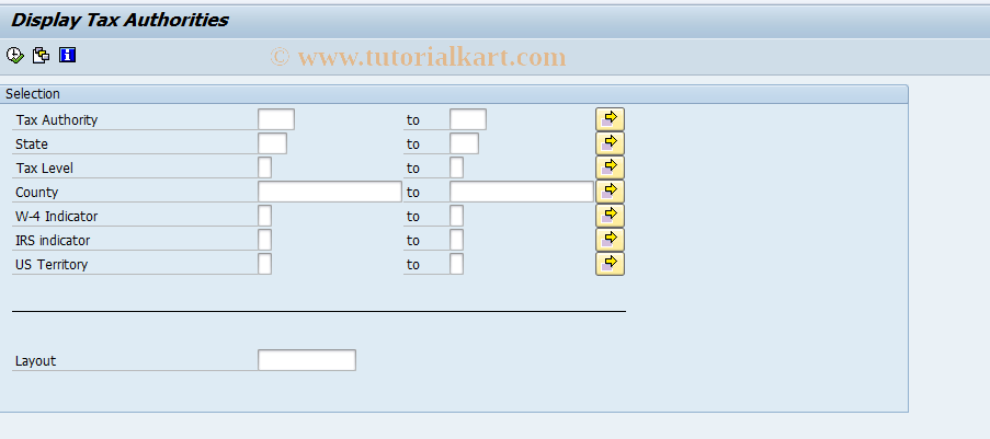 SAP TCode P000_M10_TAUTH - Display tax authorities