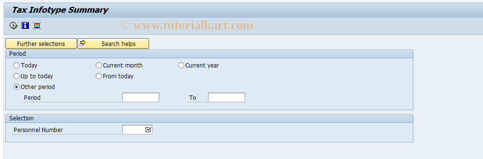 SAP TCode P000_M10_TSUM - Tax infotype summary