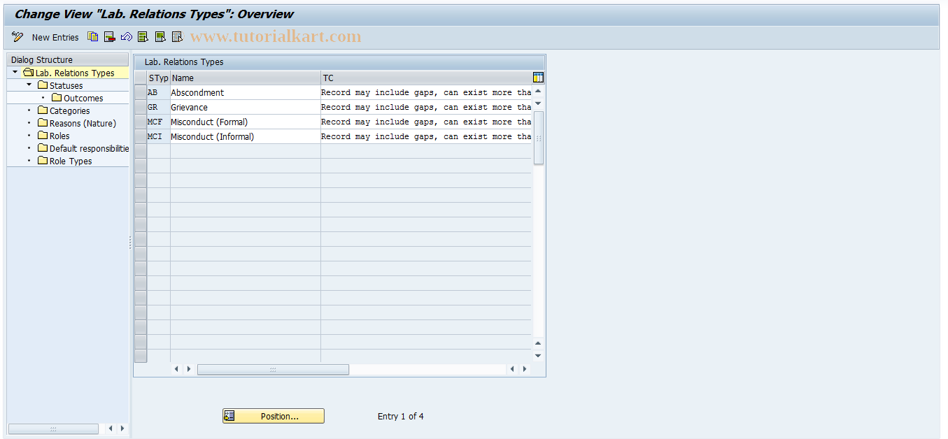 SAP TCode P16_LRCONF - Lab. Relations Configuration