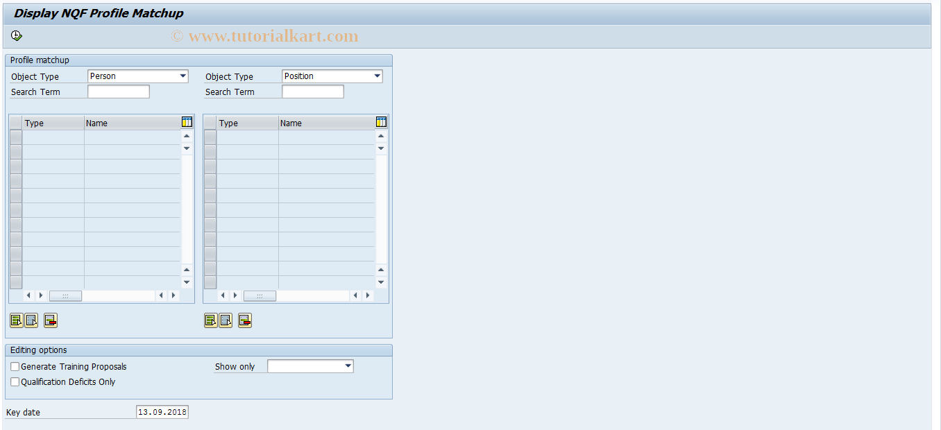 SAP TCode P16_NQFMATCH - Profile Matchup